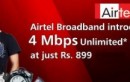 Airtel Unleashes 4 Mbps Unlimited Broadband at Rs. 899