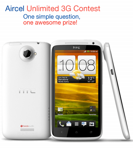 Tweet and Win HTC One on Aircel Unlimited 3G Contest