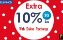 Reliance Offer Extra 10 Percent Free 3G Data Usage on Online Recharge