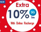 Reliance Offer Extra 10 Percent Free 3G Data Usage on Online Recharge