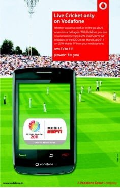 Watch Live ICC World Cup Cricket Match on Vodafone Mobile ... - 236 x 370 jpeg 30kB