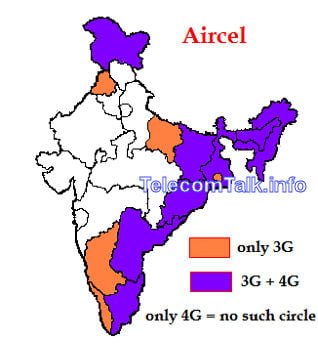 Aircel 4G and 3G Map