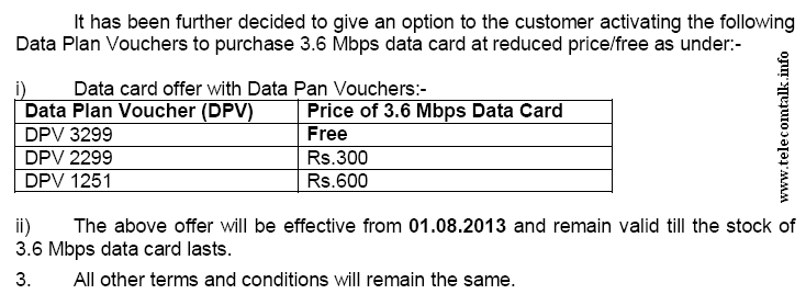 BSNL Free 3G Data Card offer