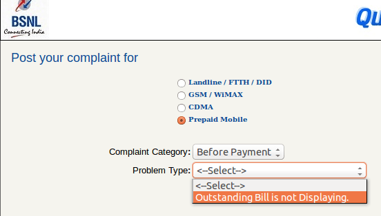 BSNL Prepaid Complaint