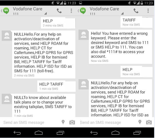 vodafone sms sender