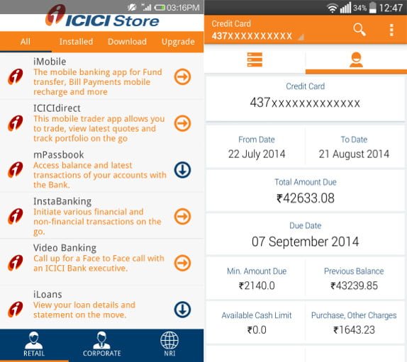 ICICI mobile banking