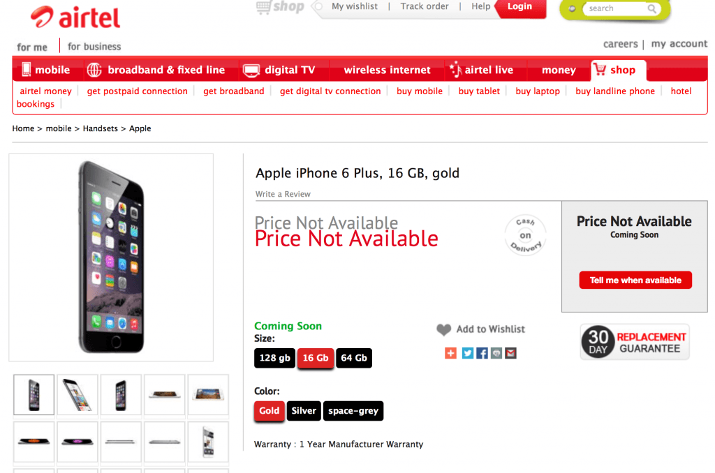 Apple iPhone 6 Plus Airtel