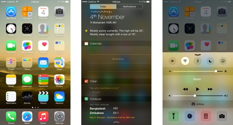 Apple-iPhone-6-Plus-Review-Screenshot-Homescreen-Control-Centre-and-Notiffications-Bar
