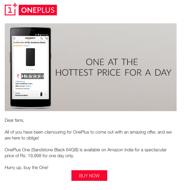 OnePlus One India Offer Rs. 19,998