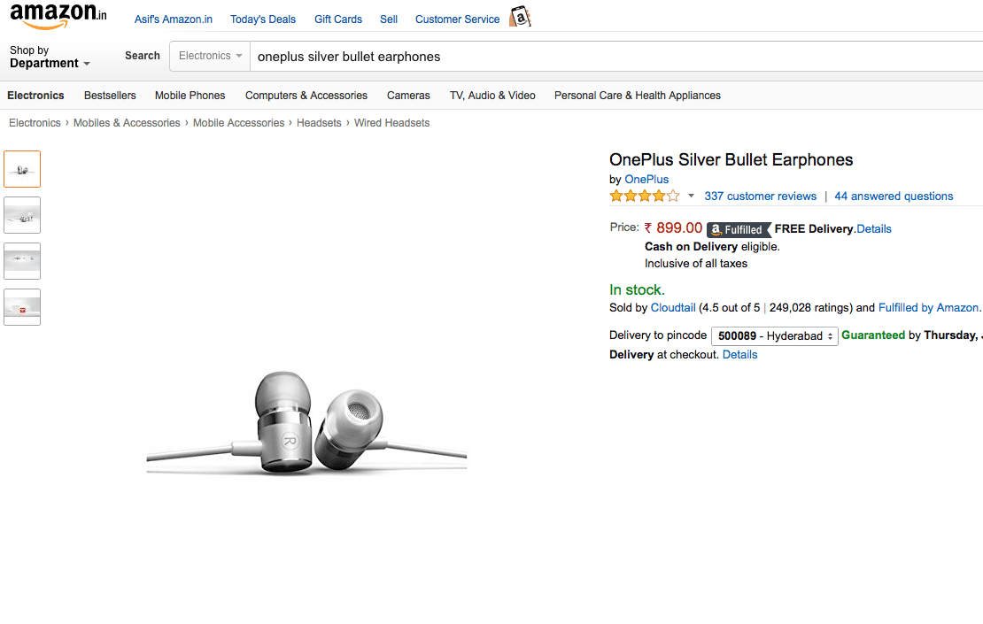 OnePlus Silver Bullet Headphones India