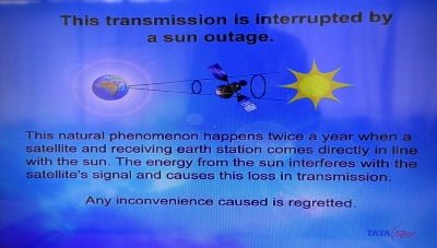 Certain channels facing Sun outage on TataSky