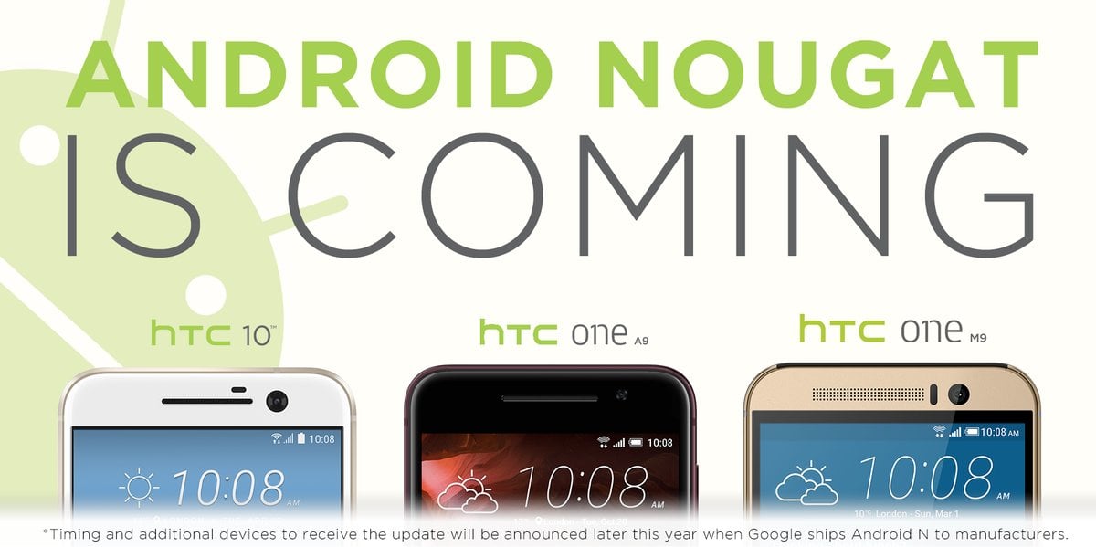 HTC teases Android 7.0 Nougat update for HTC 10, One A9, One M9