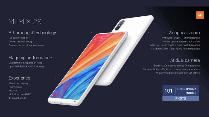 Xiaomi Mi Mix 2S Unveiled With Snapdragon 845 SoC and AI Dual Rear