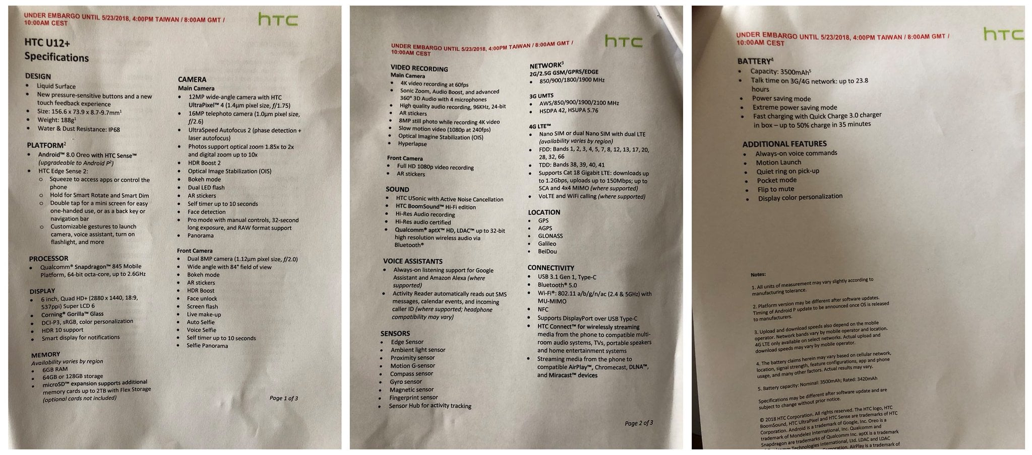 HTC Specs