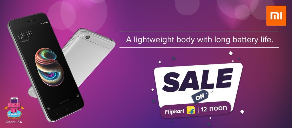 Xiaomi Redmi 5A Will Be Available for Purchase at 12 PM Today on Flipkart