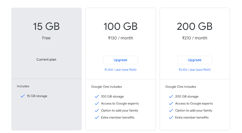 google drive storage pricing