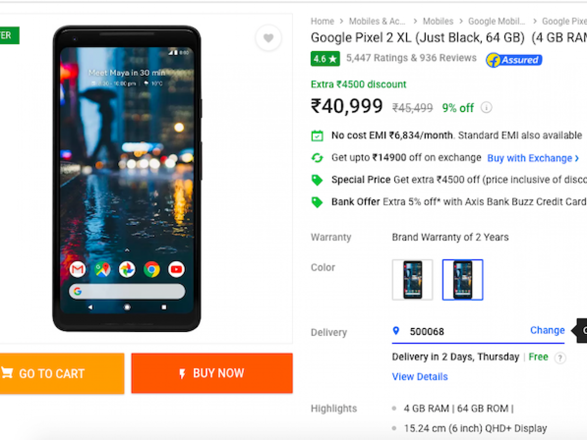 pixel 2 xl flipkart