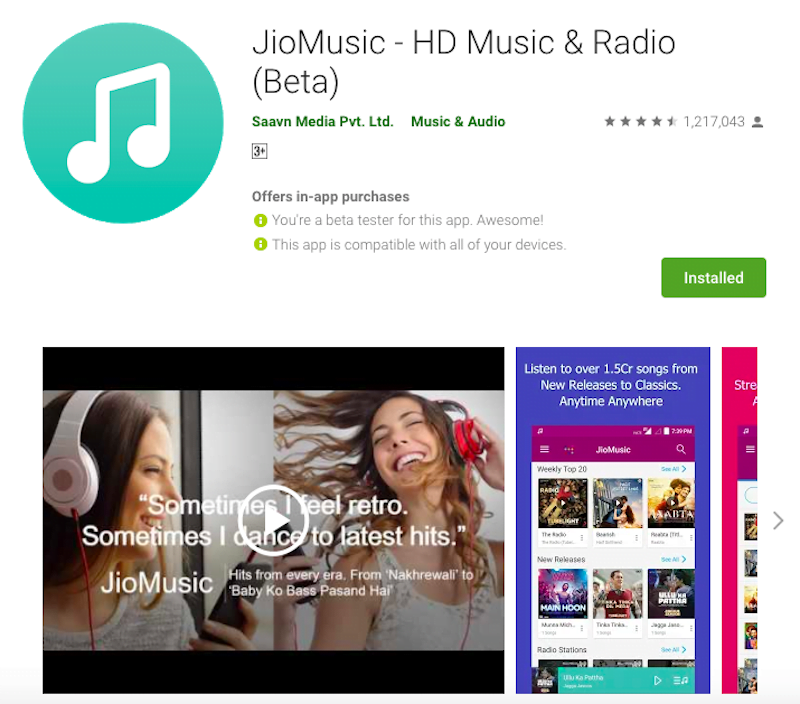 Jio deals music app