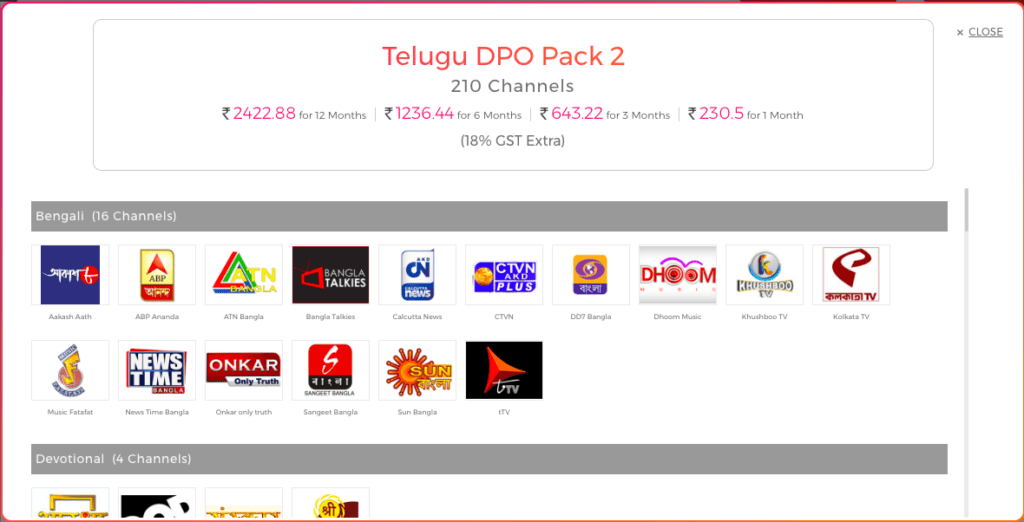 Sun Direct DPO Channel Packs Now Available for Yearly Subscription - 75