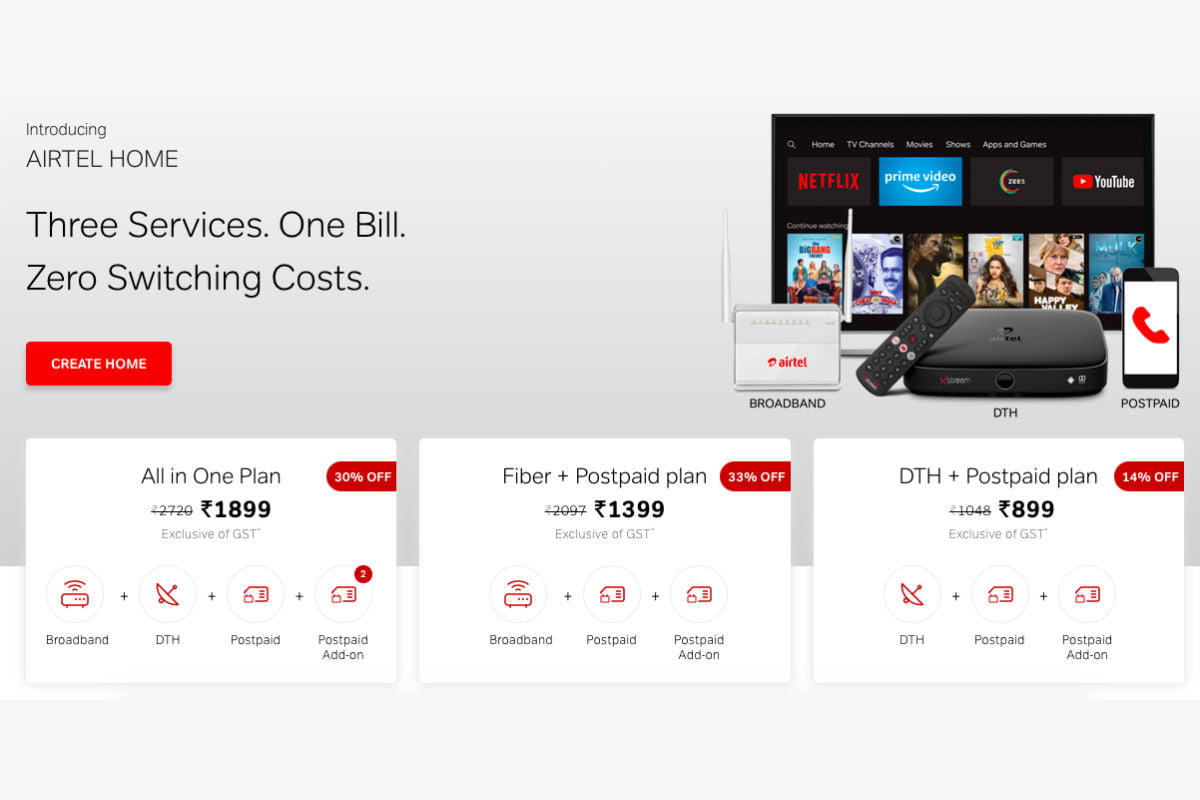 Airtel Home All in One Plan of Rs 1 899 Brings Broadband  Postpaid and DTH Services Together - 98