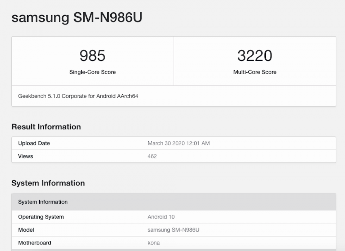 samsung note 10 geekbench