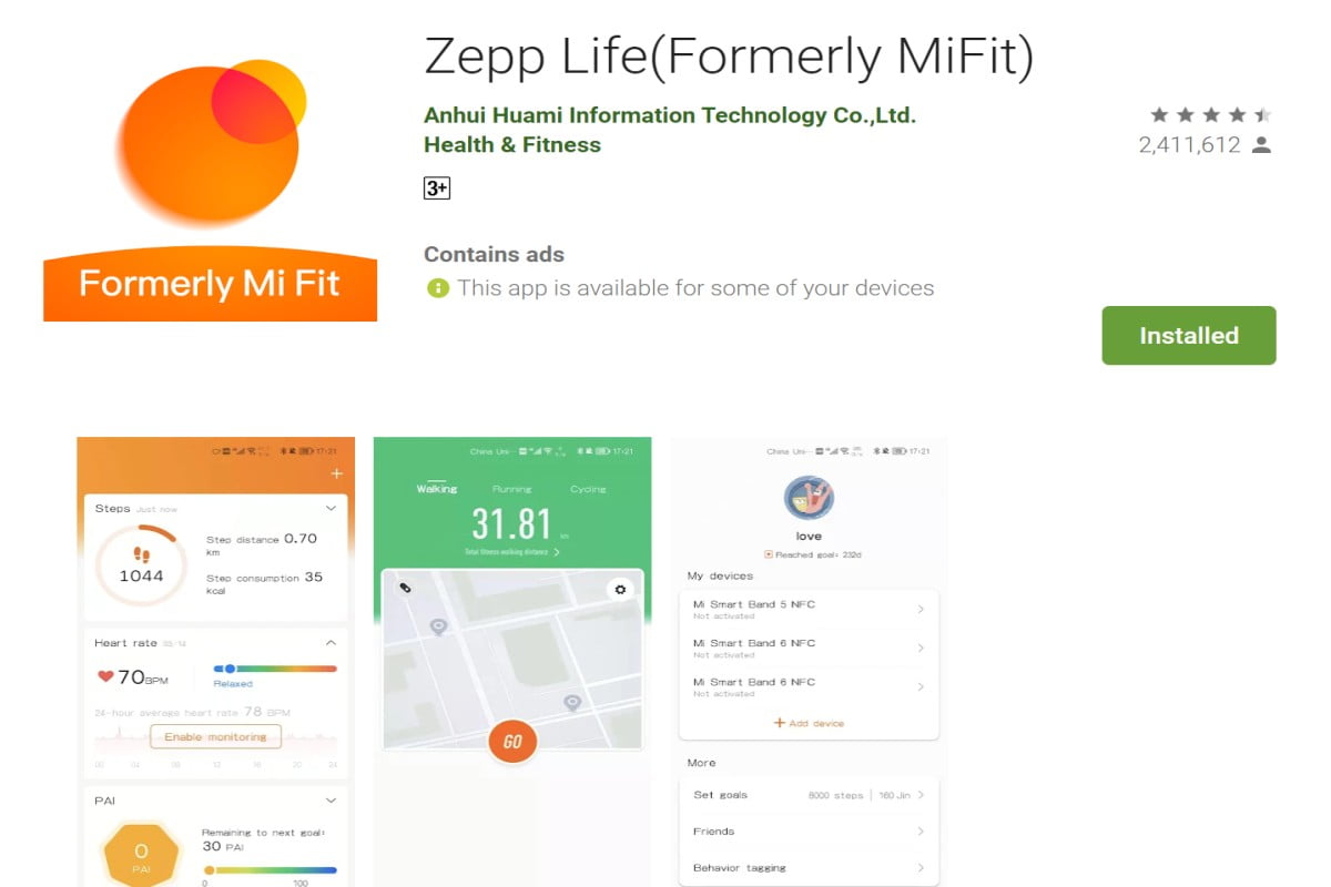 Xiaomi Mi Fit App Changes to Zepp Life Moniker on Play Store - 83