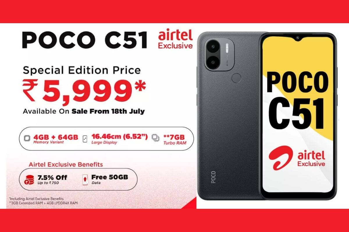Poco and Airtel Collaborate for Affordable 4G Smartphone Experience With Poco C51