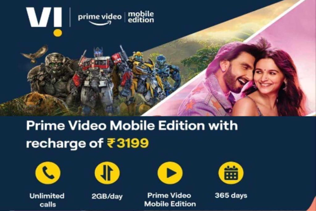 Vi Launches Rs 3199 Yearly Plan Bundled With Amazon Prime Video