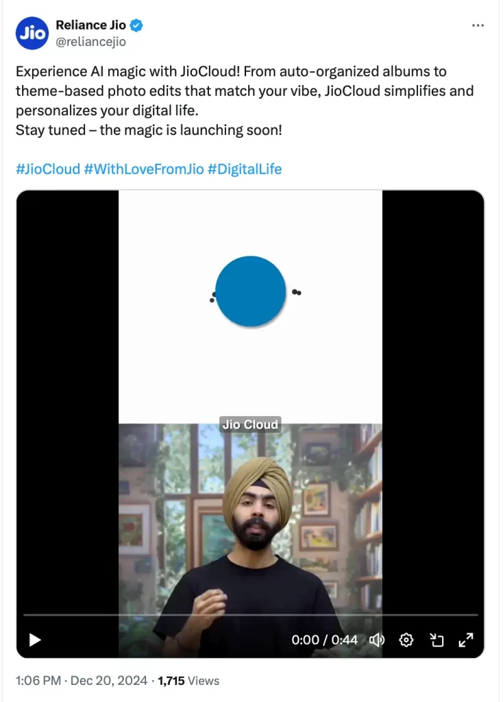 Reliance Jio AI Magic Soon on JioCloud Teaser