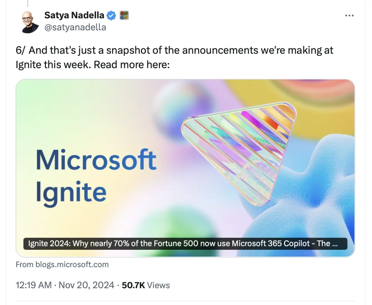 Satya Nadella Microsoft Ignite 2024 Announcement