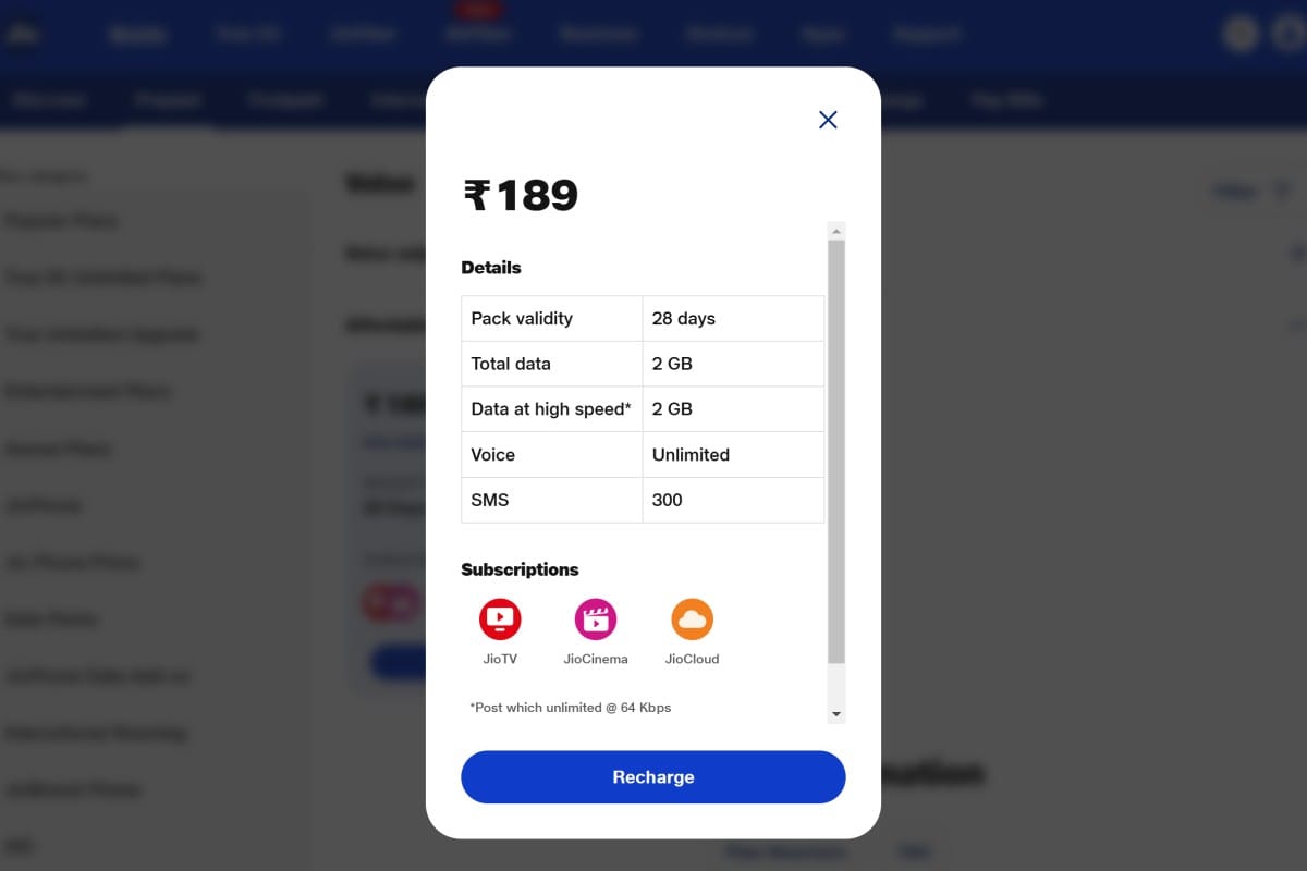 jio rs 189 plan is back now