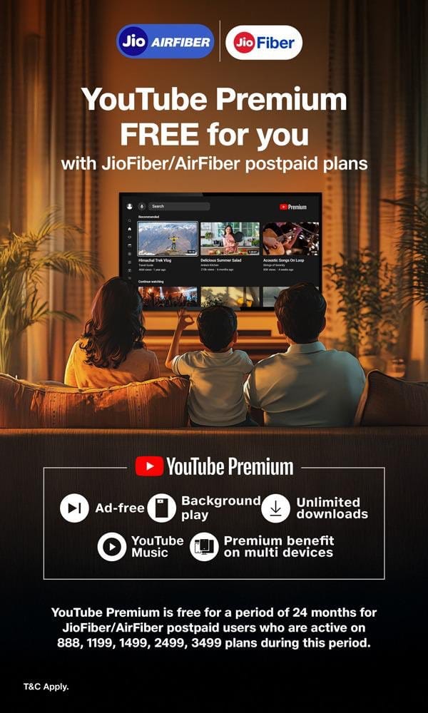 jioairfiber youtube premium