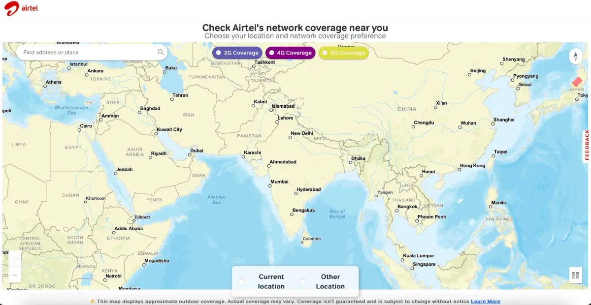 Airtel Coverage Map