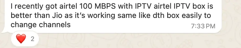 Airtel IPTV User Experience comment