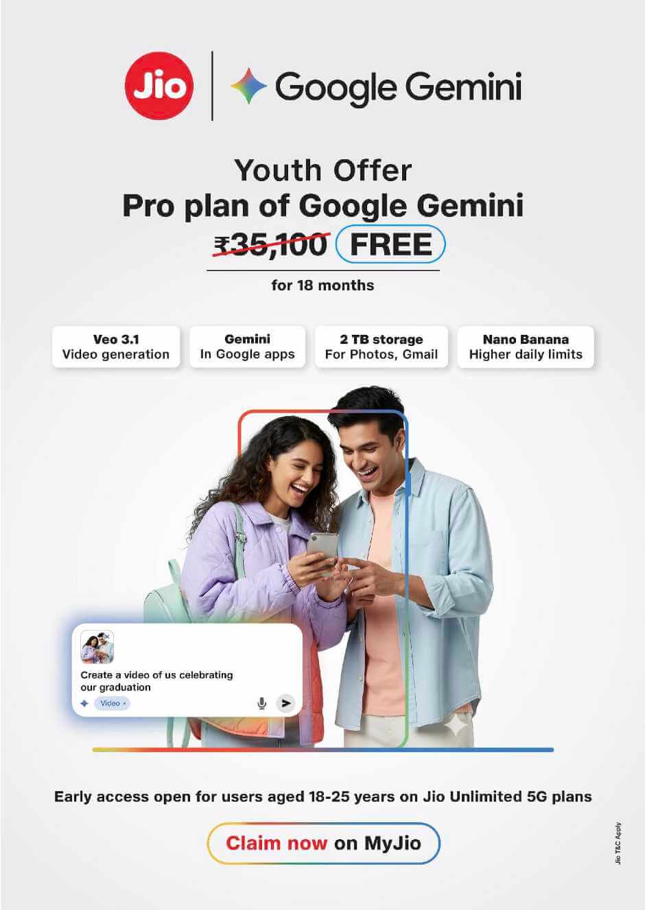 Jio Google Gemini AI Youth Offer October 2025