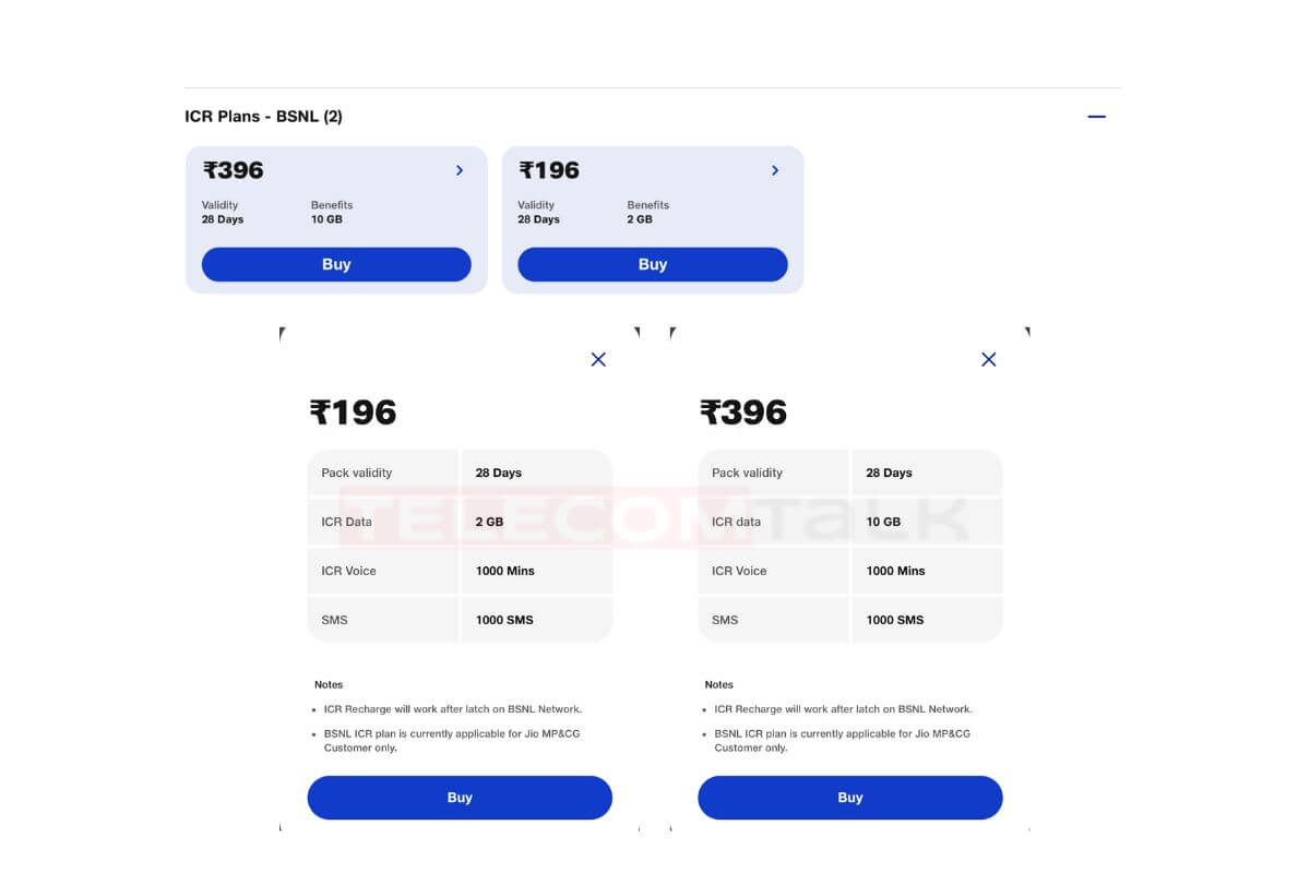 Jio Launches ICR Plans with BSNL