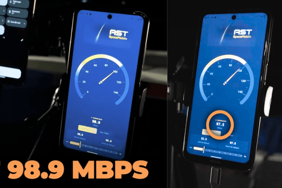 AST SpaceMobile Shows Near-100 Mbps Broadband From Space on a Standard Phone