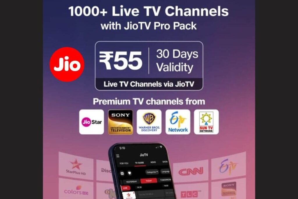 Jio Launches Rs 55 JioTV Pro Pack With Over 1,000 Live TV Channels and