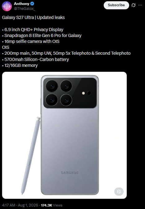 samsung galaxy s27 ultra design si c battery
