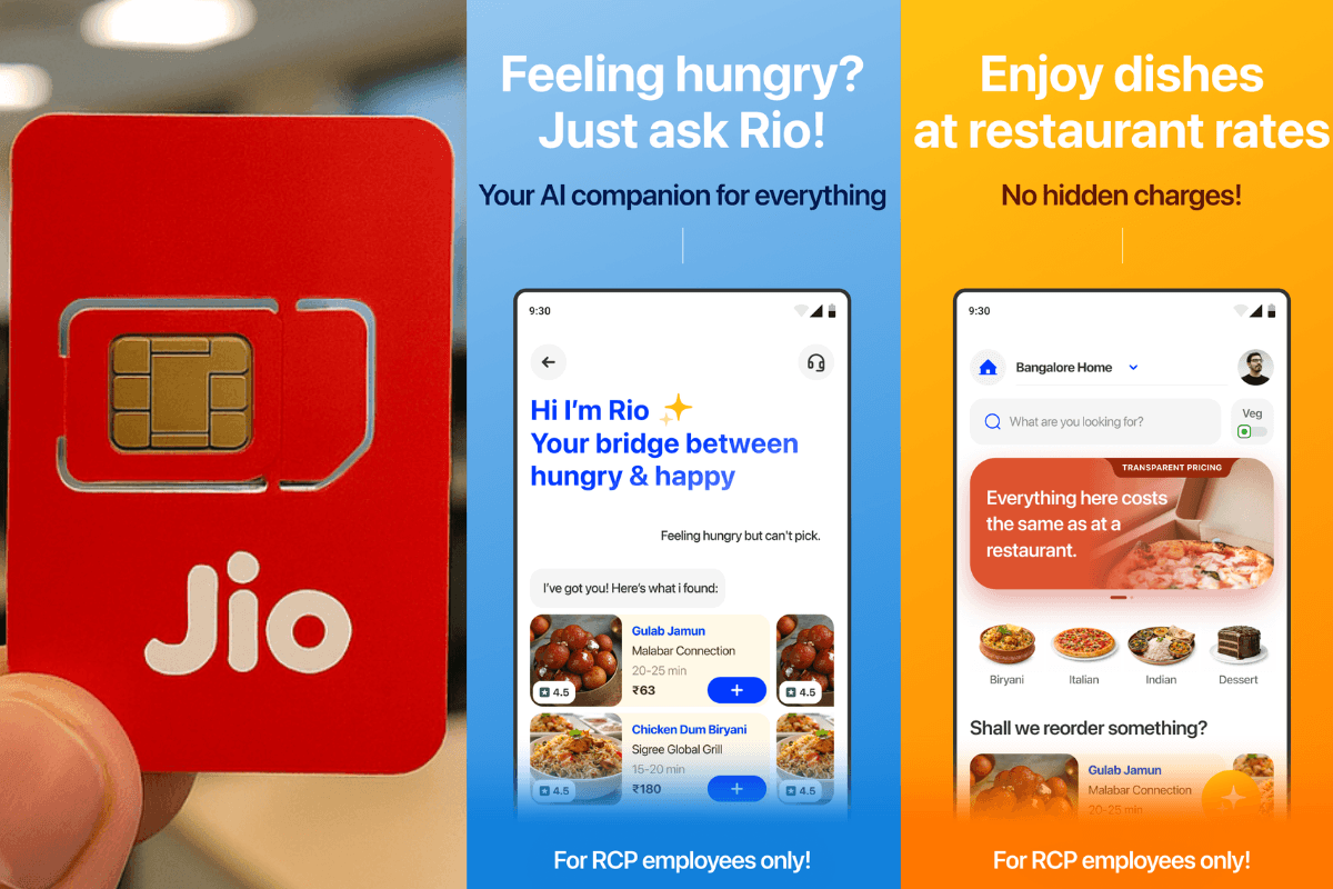 Jio Has a Food Delivery App Called JioMeals for Its Employees With Rio AI and No Platform Fees