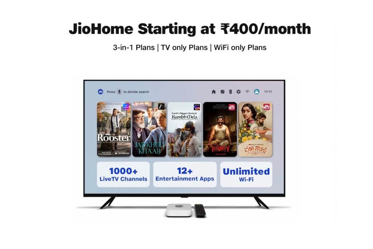 Reliance Jio Launches 3-in-1 JioHome Plans Alongside New Wi-Fi-Only and TV-Only Plans